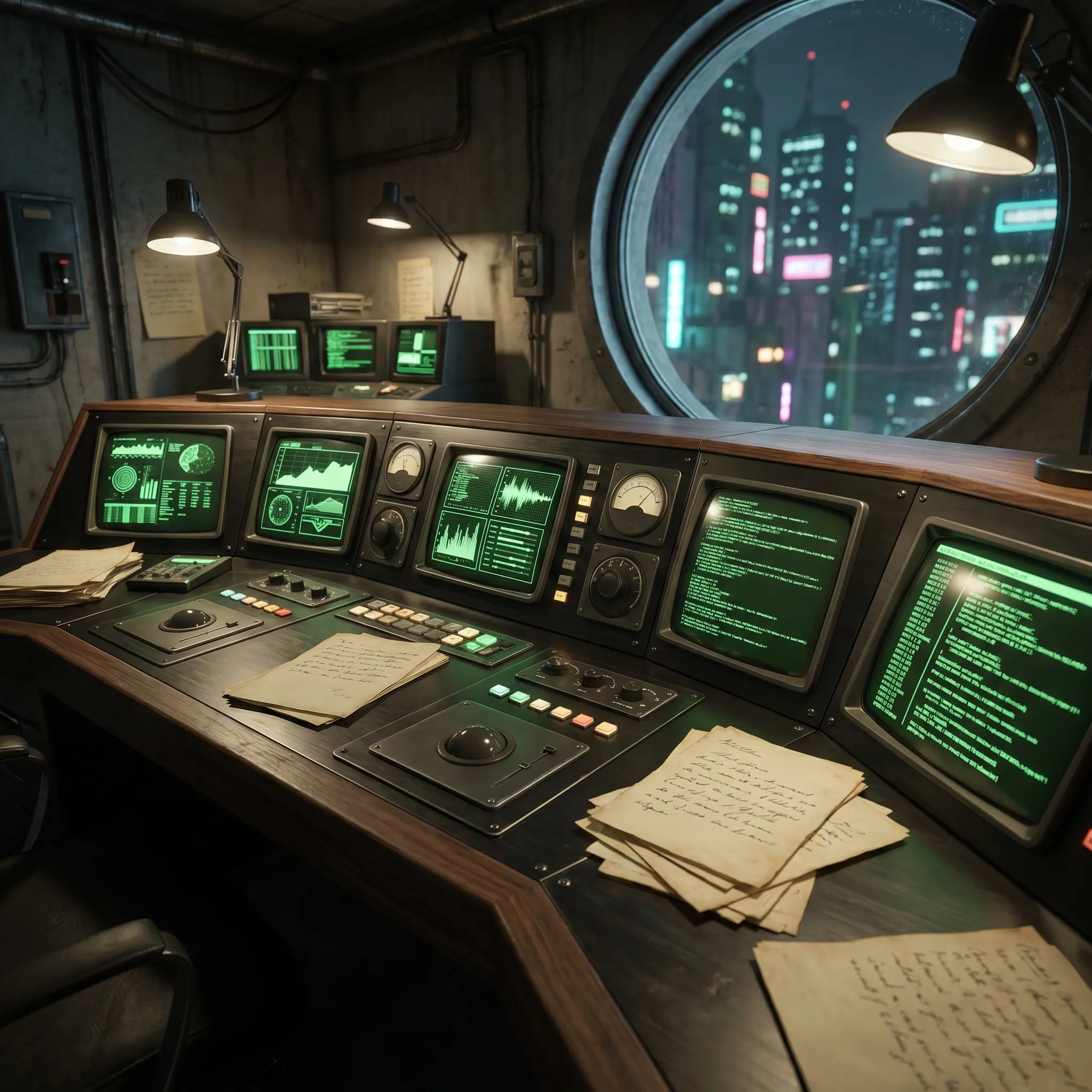 Executive publishing console with matrix panes and verification tracks